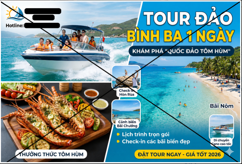 Không được tổ chức các hoạt động du lịch tại khu vực Mũi Hời, đảo Bình Ba, Hòn Chút 